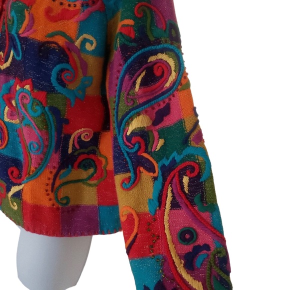 Vintage Michael Simon Checkerboard Cardigan Sweater size 1 - Picture 3 of 6